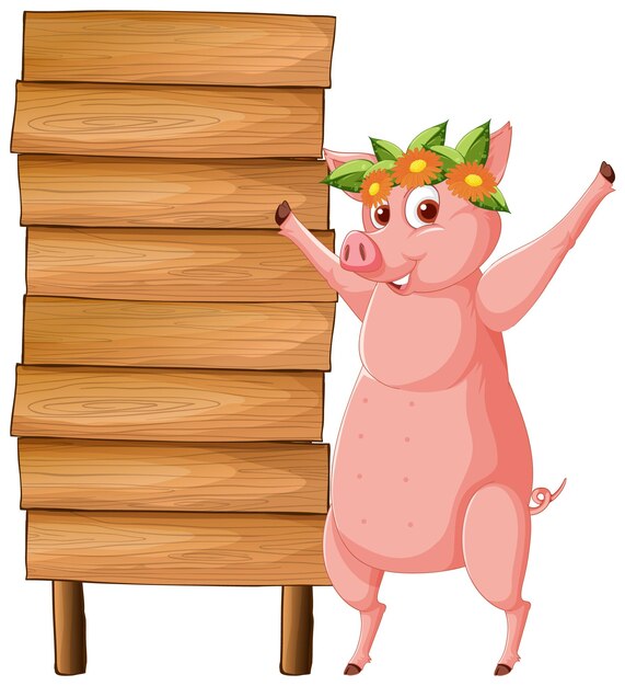 Изолированное деревянное знамя указателя со свиньей