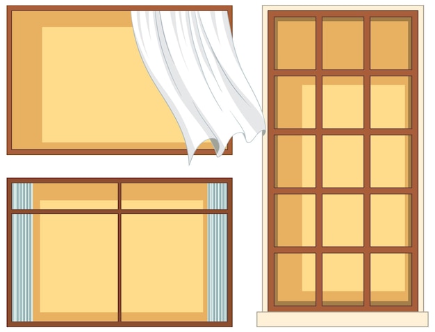 Бесплатное векторное изображение Изолированное деревянное окно для декора
