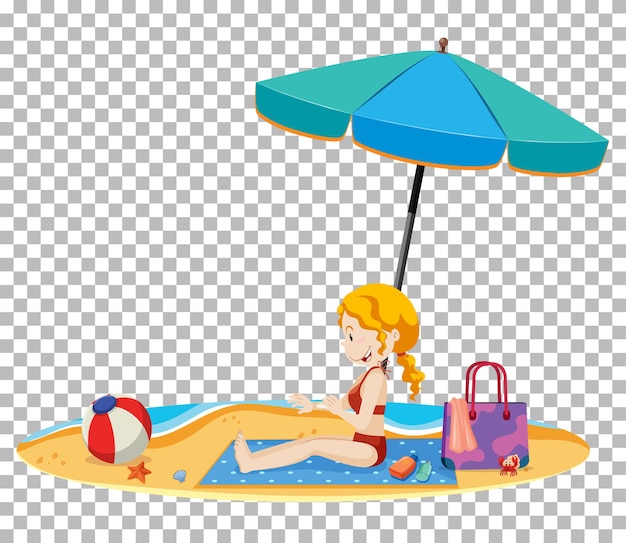 Бесплатное векторное изображение Изолированная молодая леди на пляже