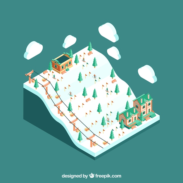 Free vector isomeric ski station design