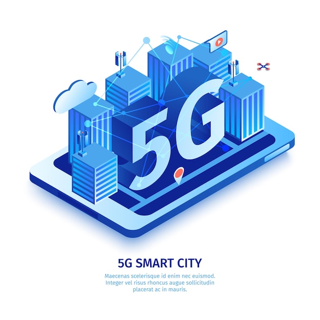 Free vector isometric 5g internet illustration