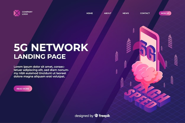 Isometric 5g network landing page