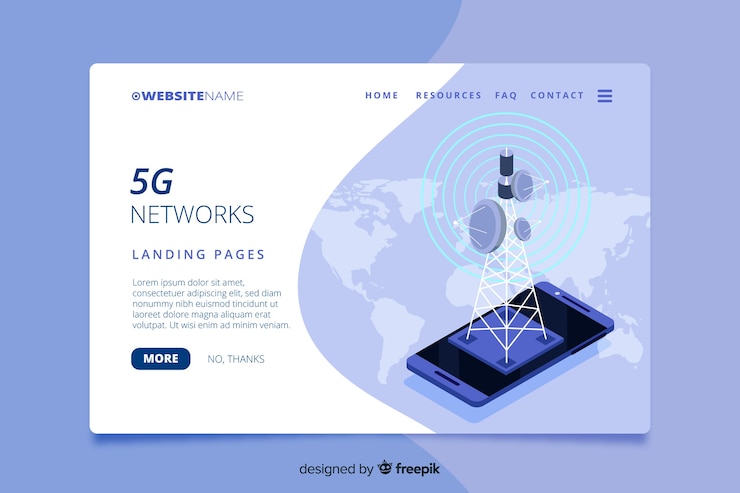 Free Vector isometric 5g technology landing page
