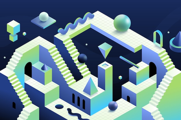 Free vector isometric abstract background