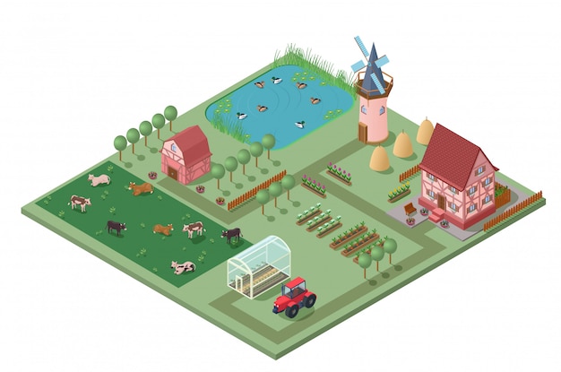 Isometric Agricultural Farming Concept