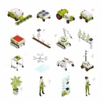 Free vector isometric agriculture automation elements collection