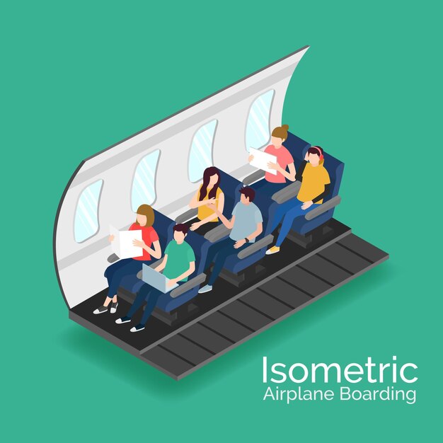 Isometric airplane boarding concept