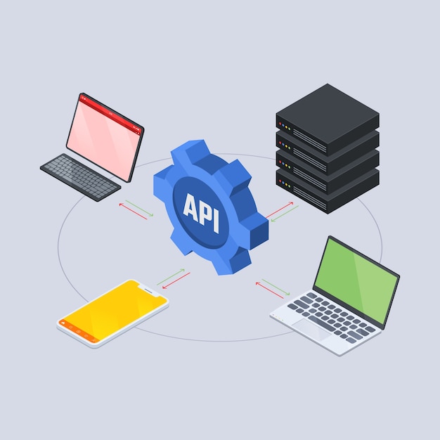 Isometric  api infographic