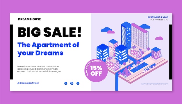 Free vector isometric architecture project sale banner