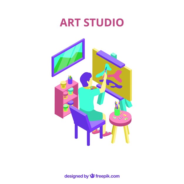 Isometric art studio