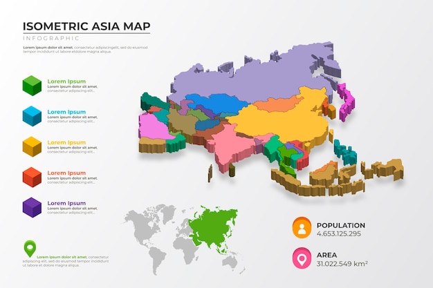 아이소 메트릭 아시아지도 infographic