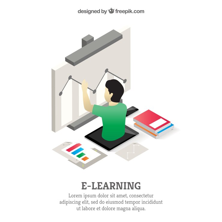 Free Vector isometric background of online learning