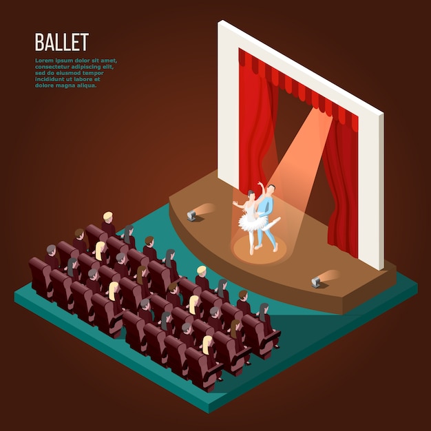 Бесплатное векторное изображение Изометрическое представление балета