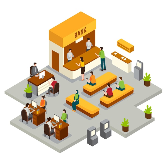 Isometric bank with workers