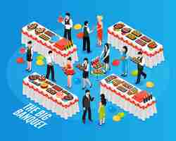 Free vector isometric banquet background composition