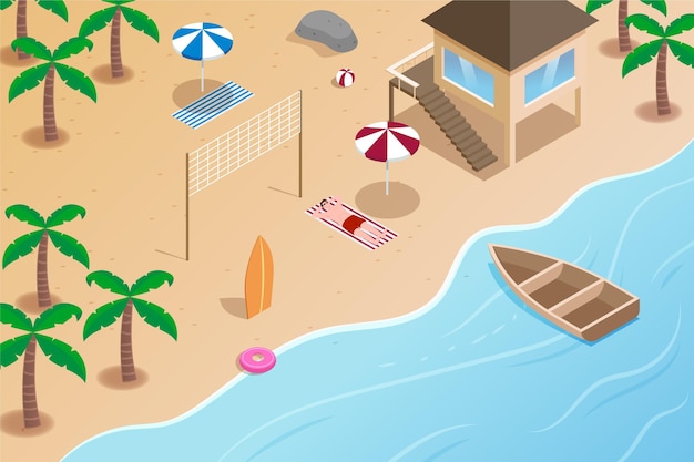 Free vector isometric beach