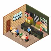 Free vector isometric beer shop