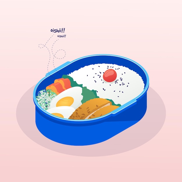 Isometric bento box illustration