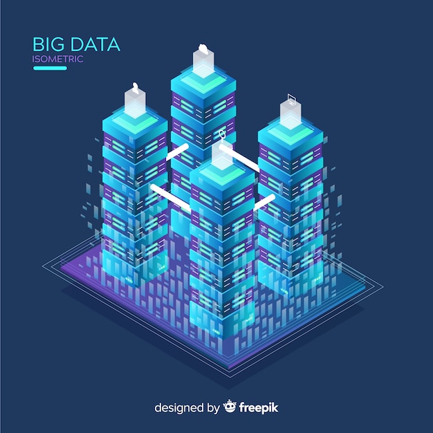 Free vector isometric big data background