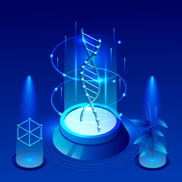 Isometric biotechnology concept illustrated