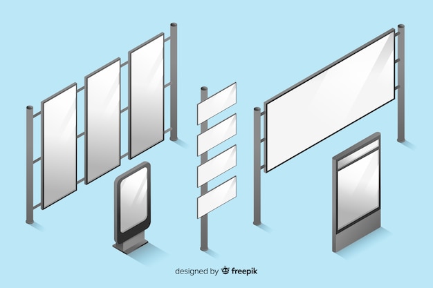 Isometric blank billboard collection