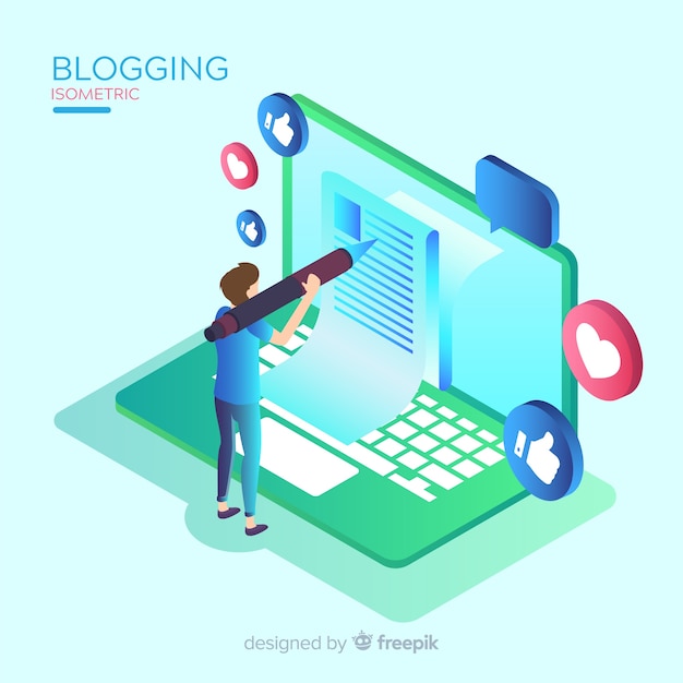 Free vector isometric blogging concept