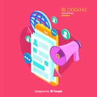Vettore gratuito concetto di blogging isometrica