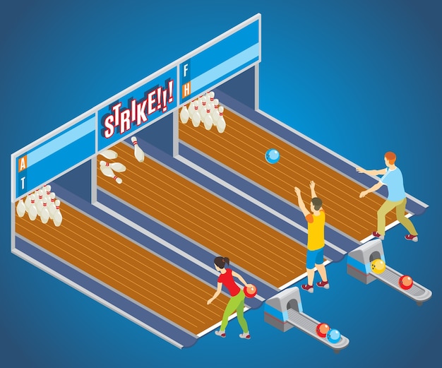 Free vector isometric bowling game concept