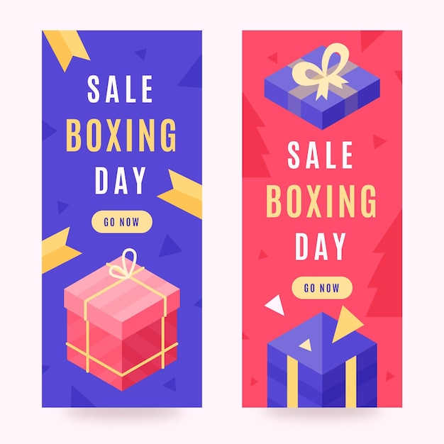 Free vector isometric boxing day sale vertical banners set