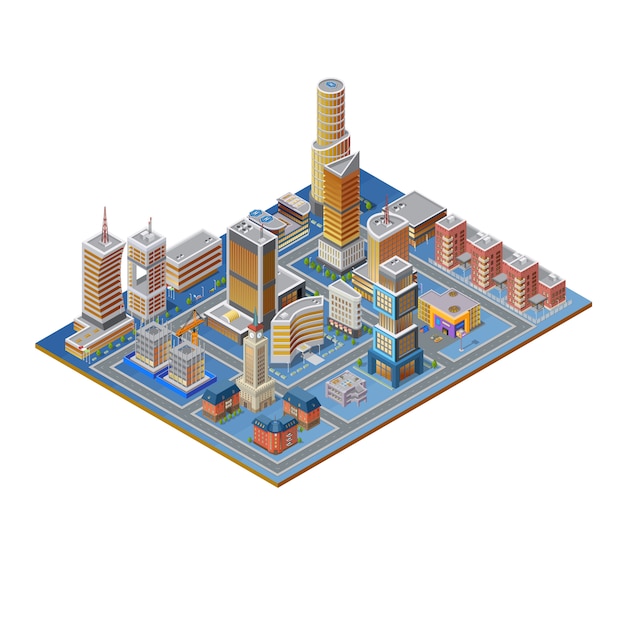 Free vector isometric building set