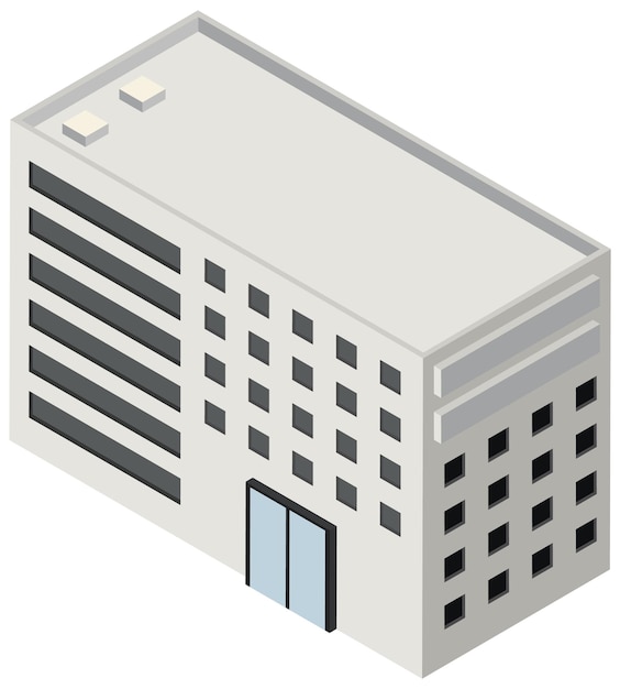 Edificio isometrico su sfondo bianco