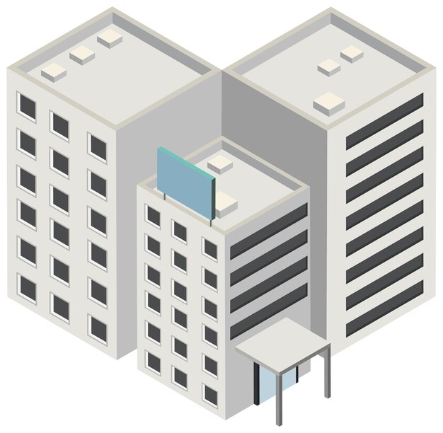 Isometric building on white background