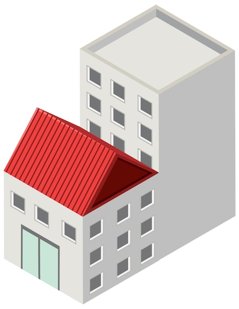 Isometric building on white background