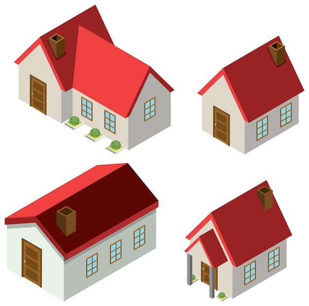 Бесплатное векторное изображение Набор изометрических зданий и домов