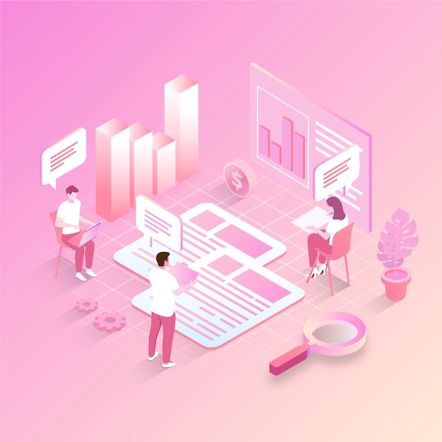Isometric business communication concept