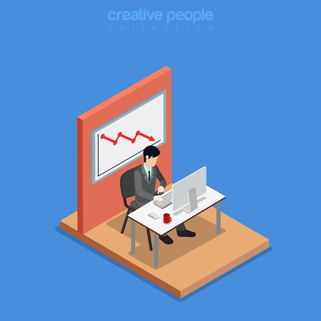 Free vector isometric business concept flat 3d isometry web site conceptual illustration