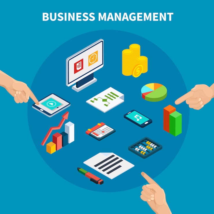 Free Vector isometric business data composition