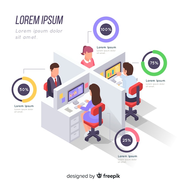 Free vector isometric business infographic