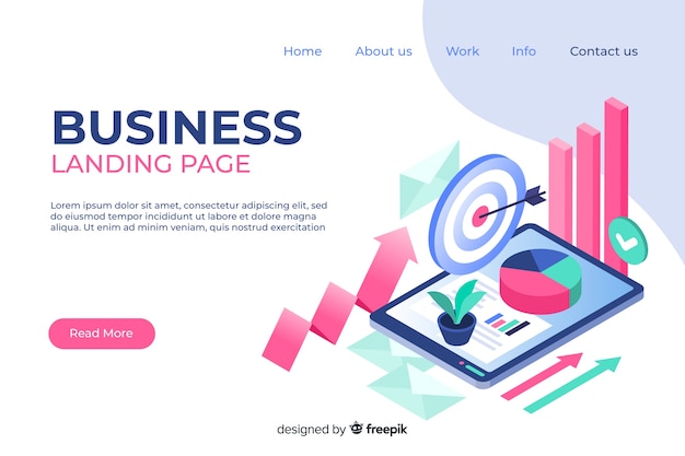 Isometric business landing page template