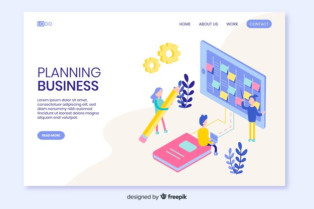 Isometric business landing page template