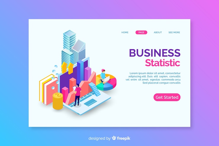Free Vector isometric business landing page template