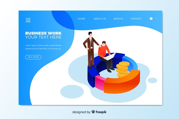 Isometric business landing page template