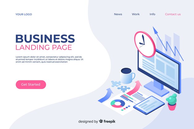 Isometric business landing page template