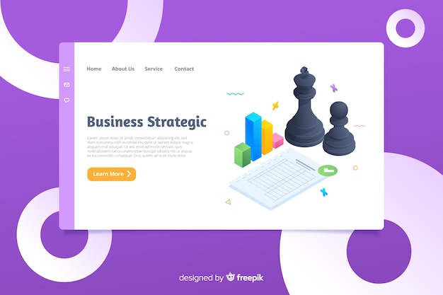 Free vector isometric business landing page template