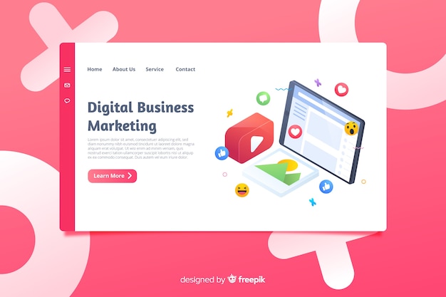 Isometric business landing page template