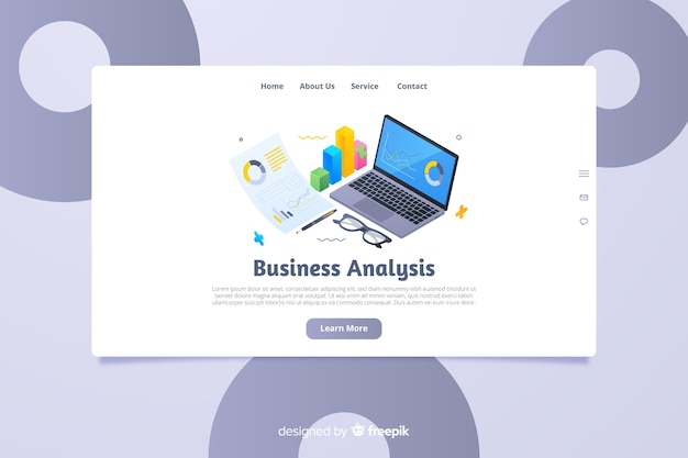 Free vector isometric business landing page template