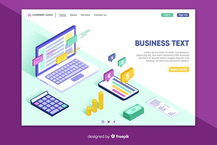 Free Vector isometric business landing page template