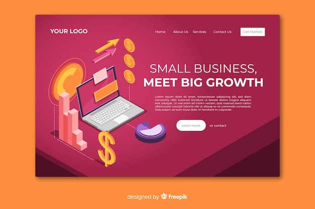 Isometric business landing page template