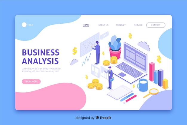 Free vector isometric business landing page