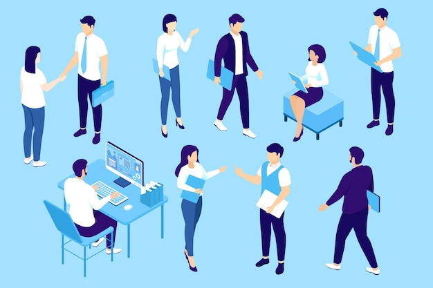 Free vector isometric business people collection